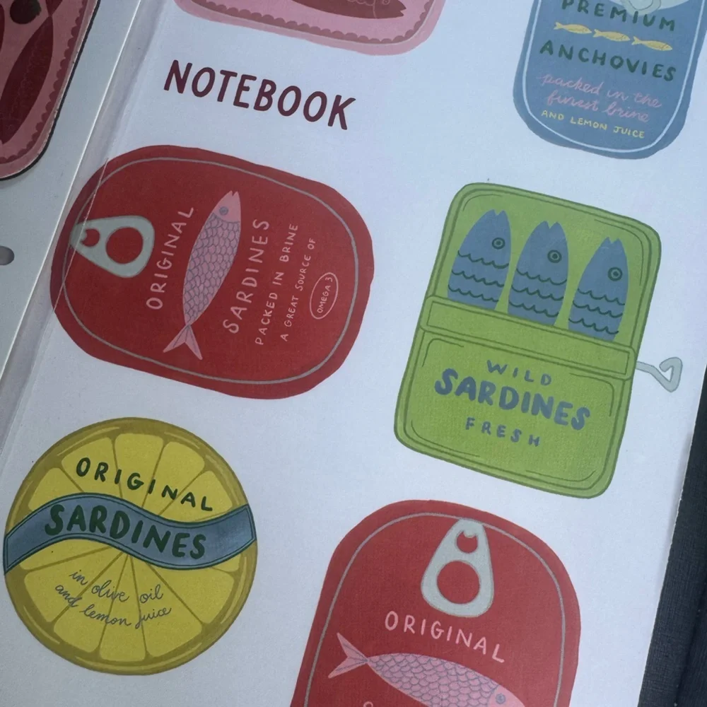 Fringe lined Notebook with Colorful Fish Designs and 3 magnetic bookmarks 🐠🐟